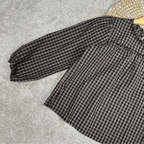 NWOT J. Crew Crewcuts Girls Puff-Sleeve Flannel Top Blouse Cotton Blend L(10-11) - Picture 6 of 16